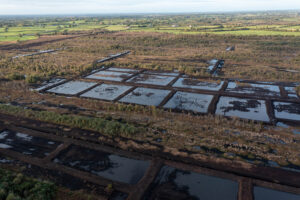 Drone image of of cells and drain blocks between vegetated